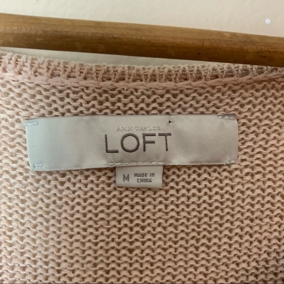 [LOFT] Blush Pink Lace Up V-neck Long Sleeve Pullover Sweater - Picture 4 of 7